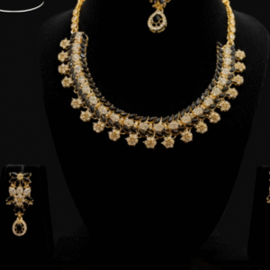 HOME Elegant Black & Gold Crystal Jewellery Set – Timeless Grace for Every Occasion