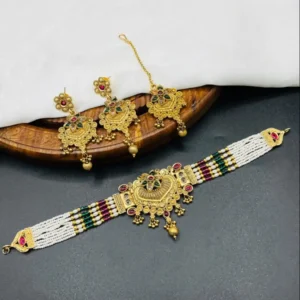 "rajwarri antique gold choker set" ✨